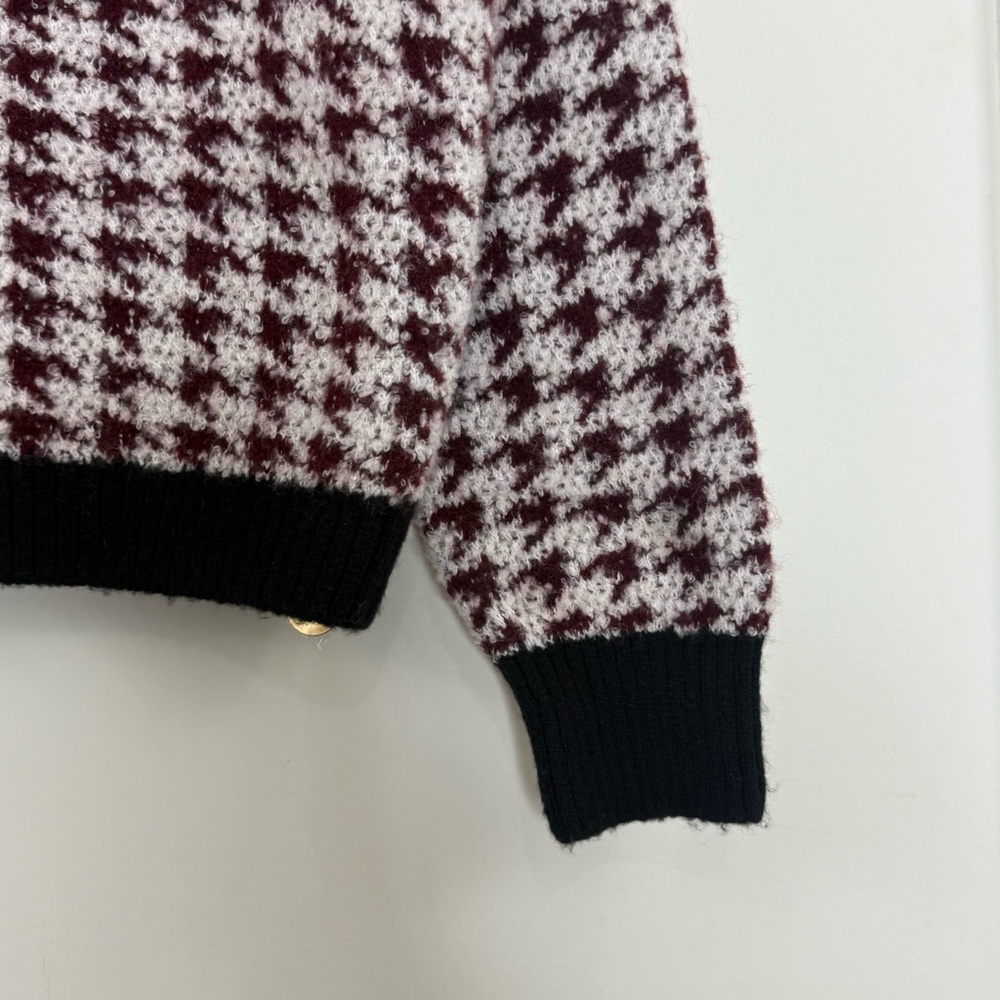 Maeve X Anthropologie Houndstooth Cardigan Sweater Old Money Preppy Size L NWT - Picture 9 of 15